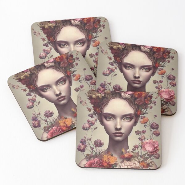 Item preview, Zelinda Flowery Girl Portrait  designed and sold by Kamiri.
