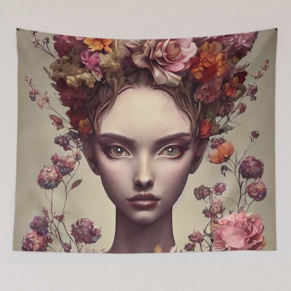 Item preview, Zelinda Flowery Girl Portrait  designed and sold by Kamiri.