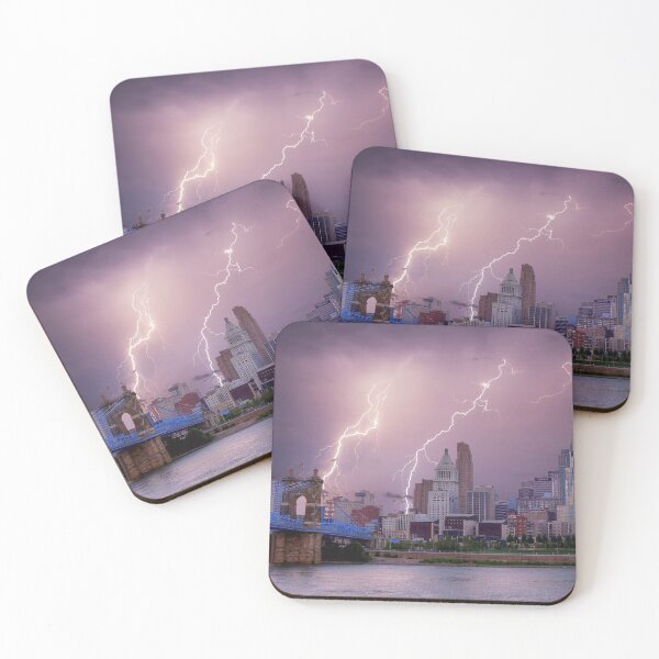 Item preview, Stormy Cincinnati Roebling Suspension Bridge designed and sold by Frankie Cat Photography.