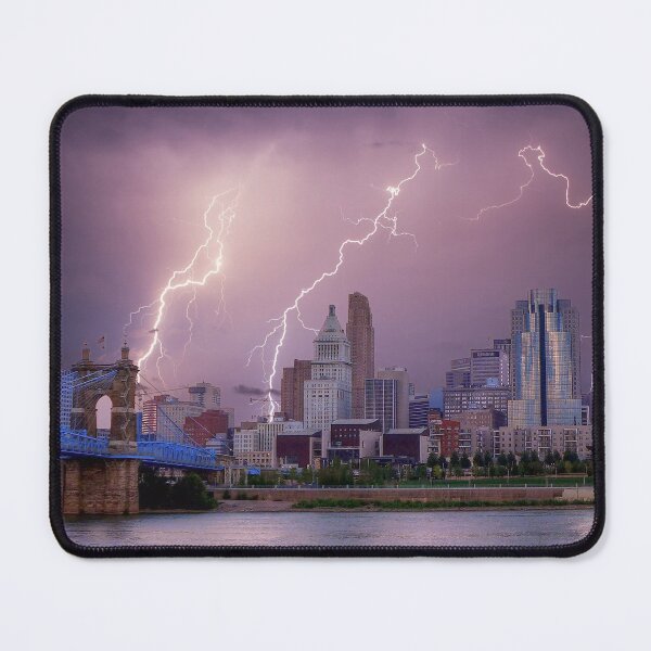 Item preview, Stormy Cincinnati Roebling Suspension Bridge designed and sold by Frankie Cat Photography.