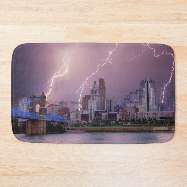 Item preview, Stormy Cincinnati Roebling Suspension Bridge designed and sold by Frankie Cat Photography.