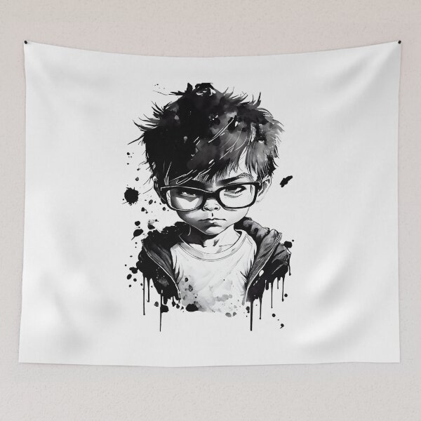 Item preview, Boy with glasses at school one. designed and sold by MLArtifex.