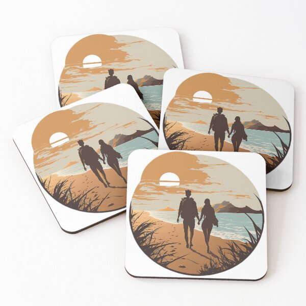 Item preview, Honeymoon Walk on the Beach - Happy Hearts 42 | Colorful Cartoon Love designed and sold by Sunchaser World.