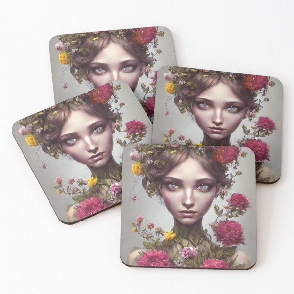 Item preview, Zena Flowery Girl Portrait  designed and sold by Kamiri.