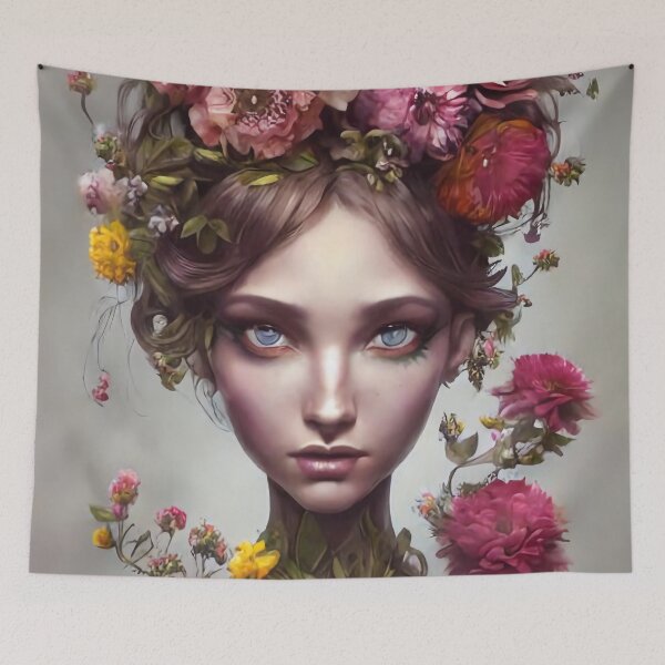 Item preview, Zena Flowery Girl Portrait  designed and sold by Kamiri.