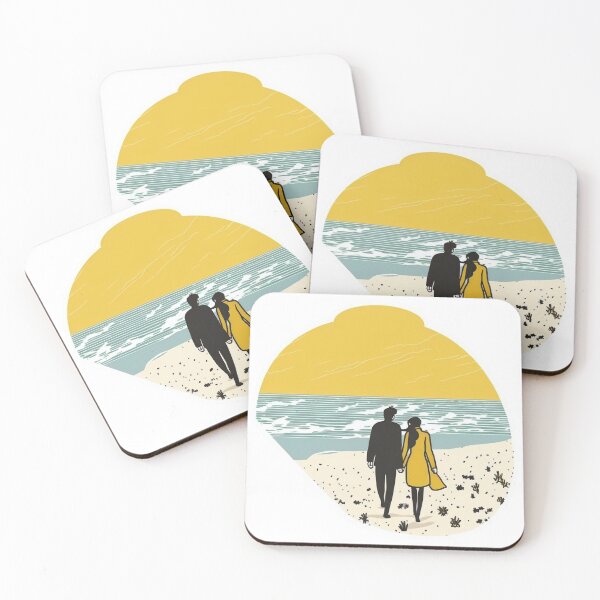 Item preview, Honeymoon Walk on the Beach - Happy Hearts 45 | Colorful Cartoon Love designed and sold by Sunchaser World.