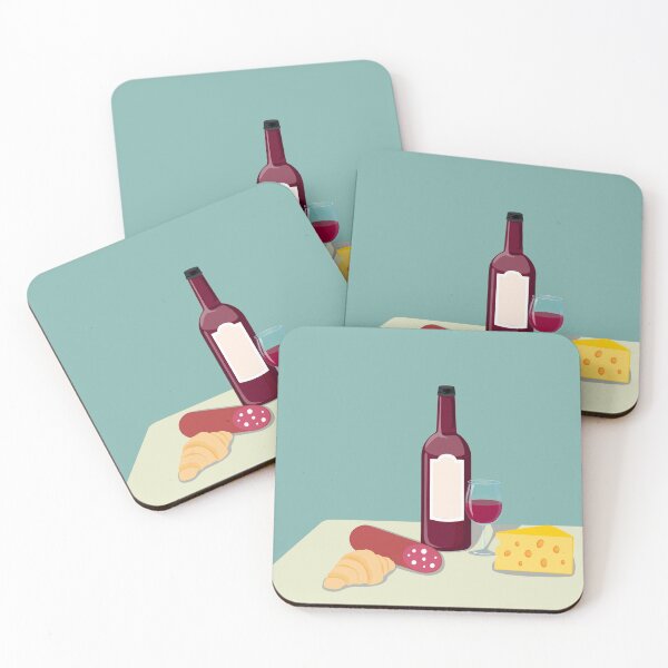 Item preview, Vector food still life with wine and sausage designed and sold by Familyshmot.