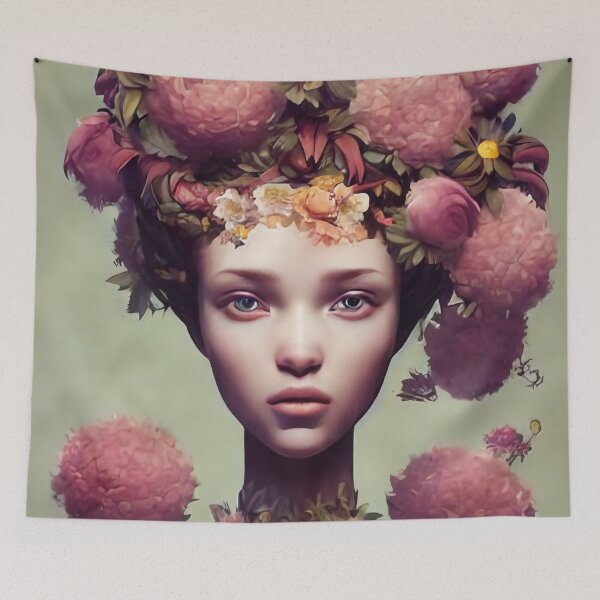 Item preview, Zulema Flowery Girl Portrait  designed and sold by Kamiri.