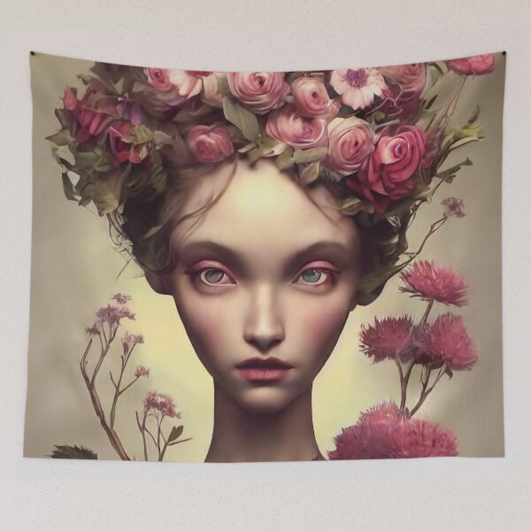 Item preview, Zuleika Flowery Girl Portrait  designed and sold by Kamiri.