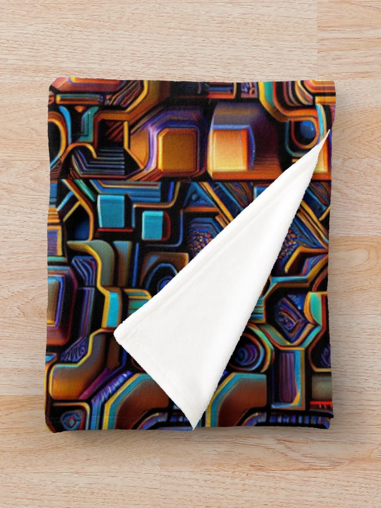 Thumbnail 3 of 6, Throw Blanket, Cybernetic Abstract Design Pattern designed and sold by UltraGraphics.