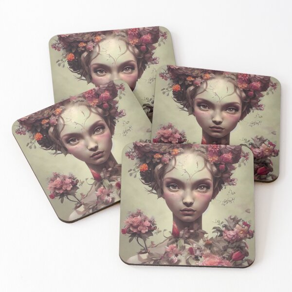 Item preview, Zoe Flowery Girl Portrait  designed and sold by Kamiri.