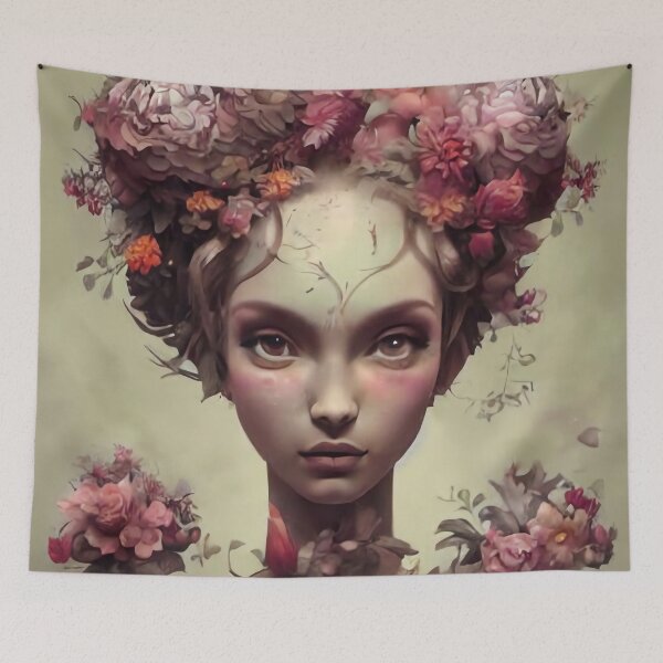 Item preview, Zoe Flowery Girl Portrait  designed and sold by Kamiri.