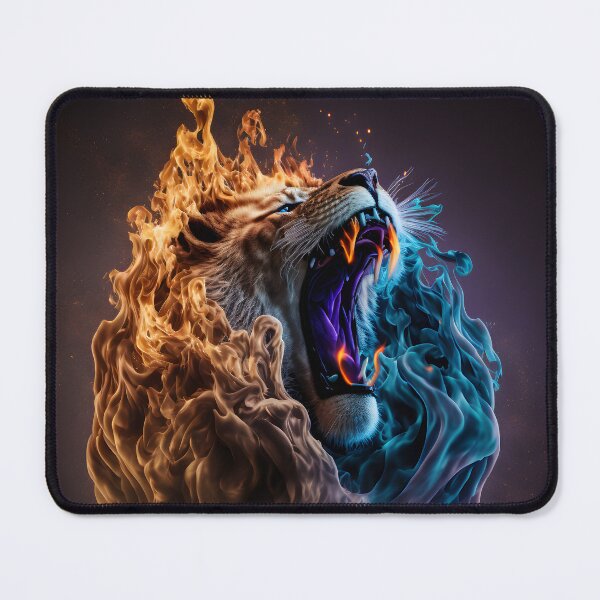 Item preview, Lion on fire, Burning lion, Abstract lion, AI artwork designed and sold by aiartwallpapers.