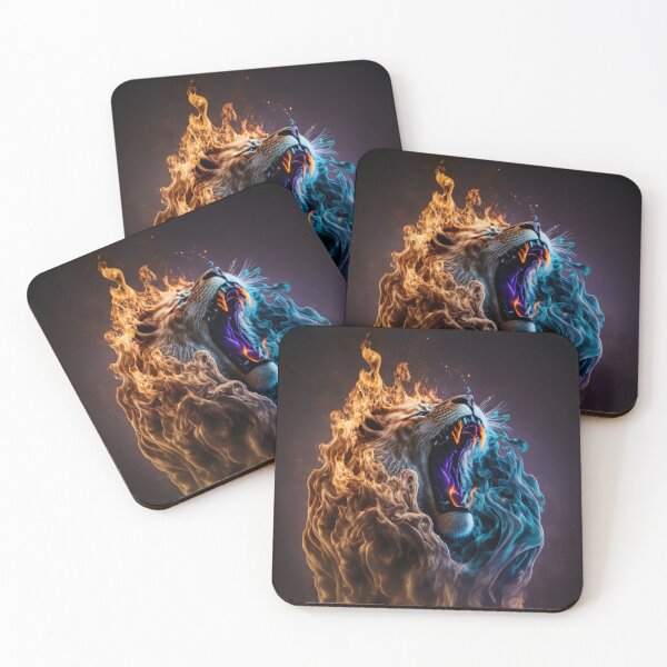 Item preview, Lion on fire, Burning lion, Abstract lion, AI artwork designed and sold by aiartwallpapers.