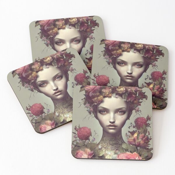 Item preview, Zlata Flowery Girl Portrait  designed and sold by Kamiri.