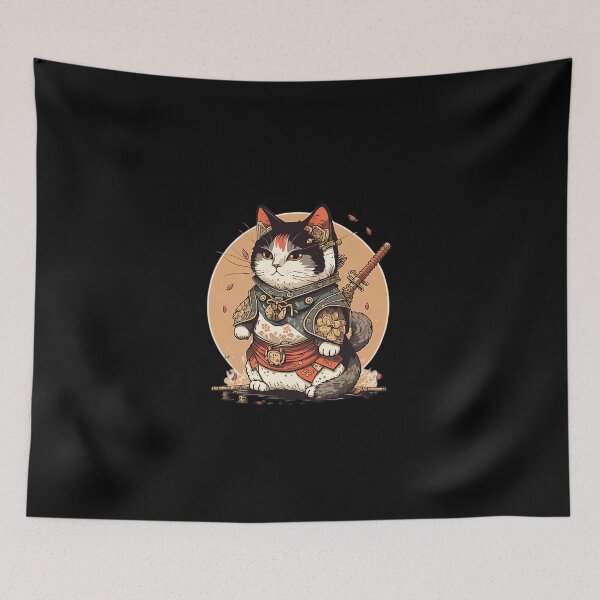 Item preview, Cute maneki neko Samurai cat designed and sold by Christolamber.