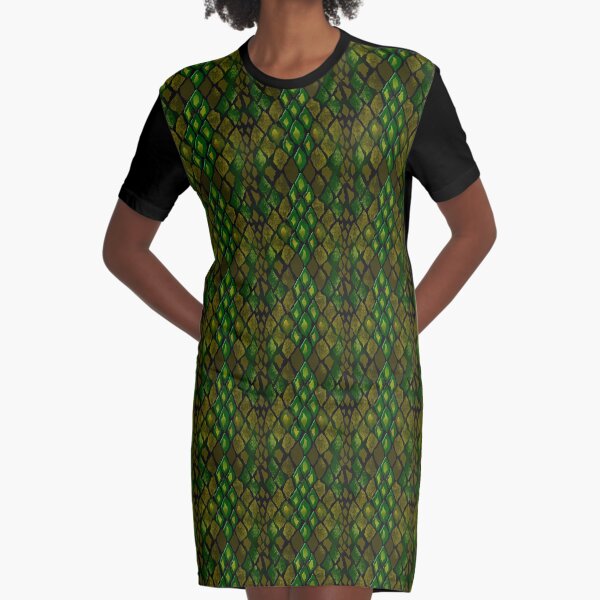 green snake print shirt dress