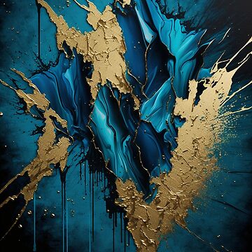 Splash of Gold and Blue Paint- Abstract Contemporary Art | Socks