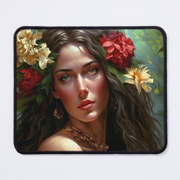 Item preview, Beautiful Woman in a Jungle Paradise Surrounded with Flowers - Original Artwork designed and sold by CloudofKnowing.