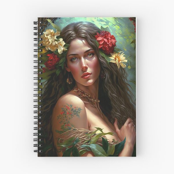 Item preview, Beautiful Woman in a Jungle Paradise Surrounded with Flowers - Original Artwork designed and sold by CloudofKnowing.