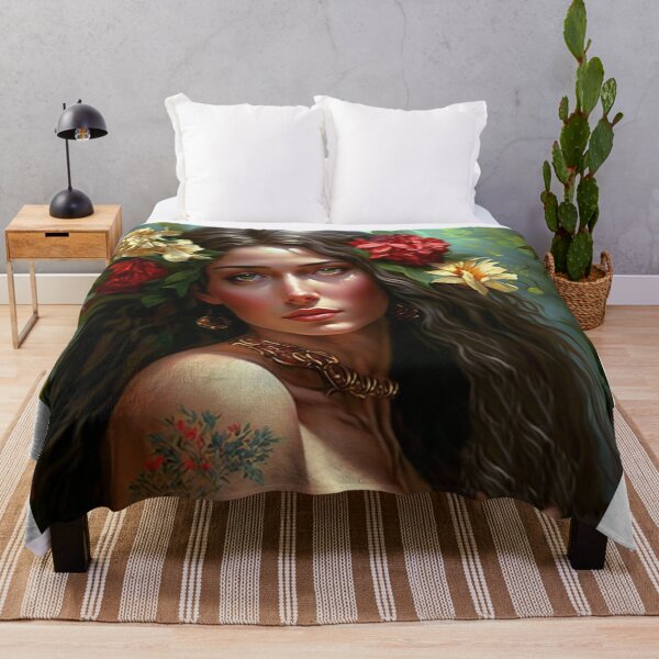 Item preview, Beautiful Woman in a Jungle Paradise Surrounded with Flowers - Original Artwork designed and sold by CloudofKnowing.