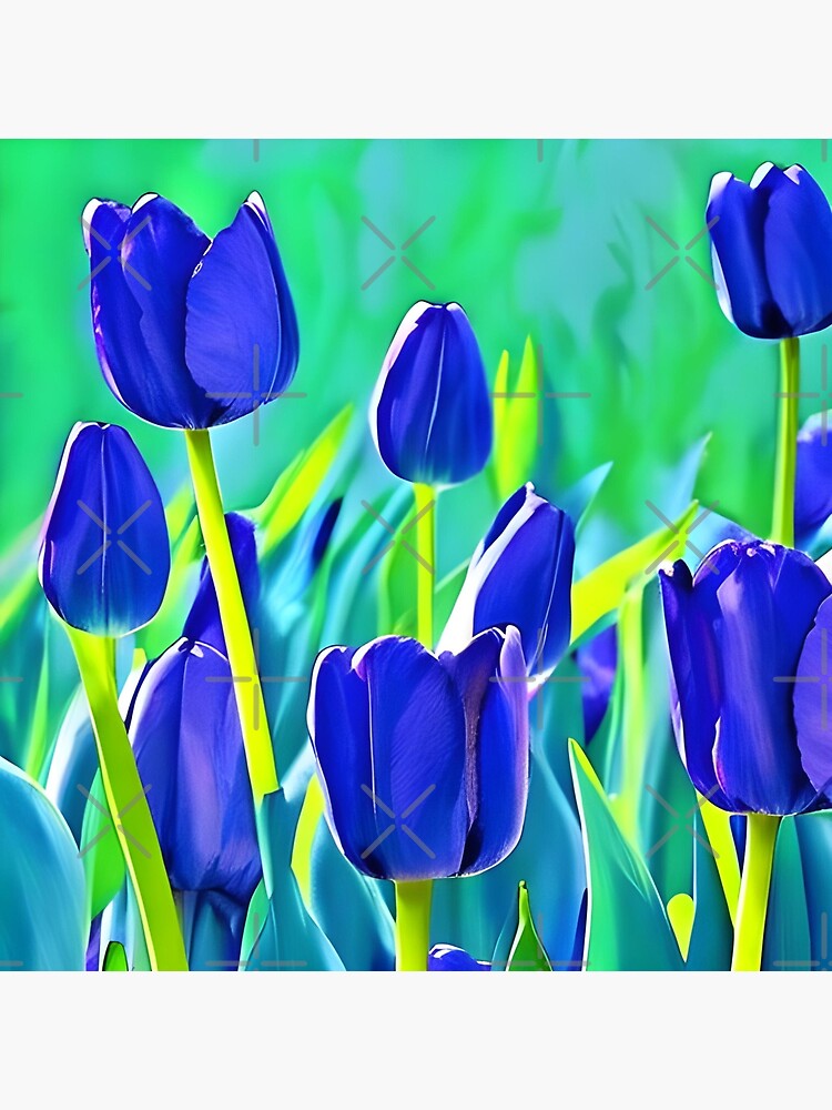 Beautiful blue tulips artwork