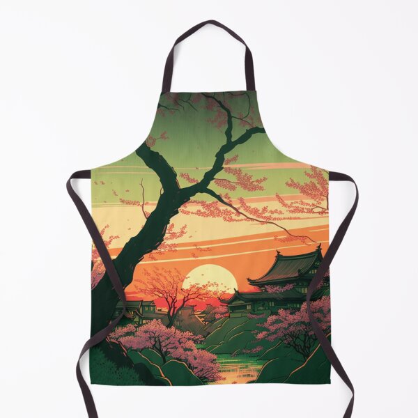 Item preview, Cherry Blossom Trees Sunset-colored Sky Japanese Woodblocks designed and sold by ArtsyTreasures.