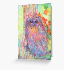 Colourful Owl in a tree Greeting Card