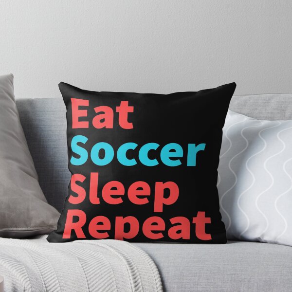 Aperçu de l'œuvre Mangez du football, dormez, répétez le football inspirant rouge et bleu créée et vendue par Master4art.