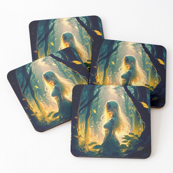 Item preview, A Fantasy Digital Painting of a Beautiful Blond Girl in the Woods designed and sold by oanaunciuleanu.