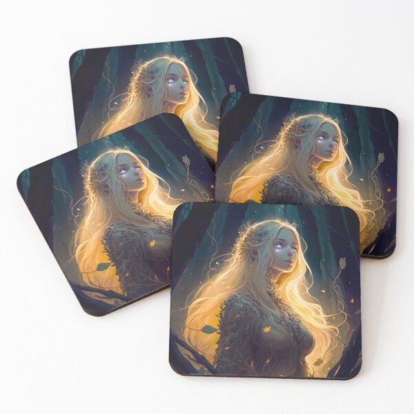 Item preview, A Fantasy Digital Painting of a Beautiful Blond Girl in the Woods designed and sold by oanaunciuleanu.