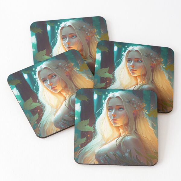 Item preview, A Fantasy Digital Painting of a Beautiful Blond Girl in the Woods designed and sold by oanaunciuleanu.