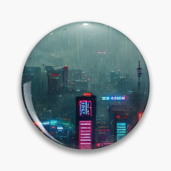 Item preview, Rain Storm - Cyberpunk Skyline Cityscape designed and sold by ArkMinted.