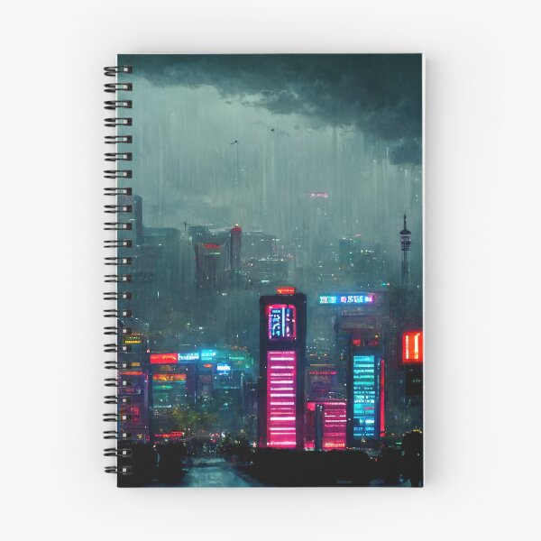 Item preview, Tormenta de lluvia: paisaje urbano ciberpunk designed and sold by ArkMinted.
