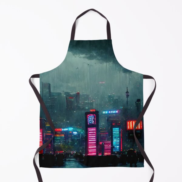 Item preview, Rain Storm - Cyberpunk Skyline Cityscape designed and sold by ArkMinted.