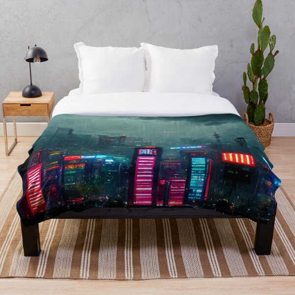 Item preview, Tormenta de lluvia: paisaje urbano ciberpunk designed and sold by ArkMinted.
