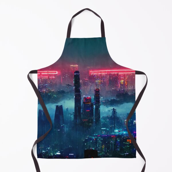 Item preview, Tri Tower - Cyberpunk Skyline Cityscape designed and sold by ArkMinted.