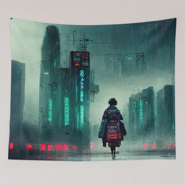 Item preview, Wanderer - Cyberpunk Samurai designed and sold by ArkMinted.