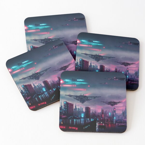 Item preview, Cyberpunk to Space - Cyberpunk Cityscape Skyline designed and sold by ArkMinted.