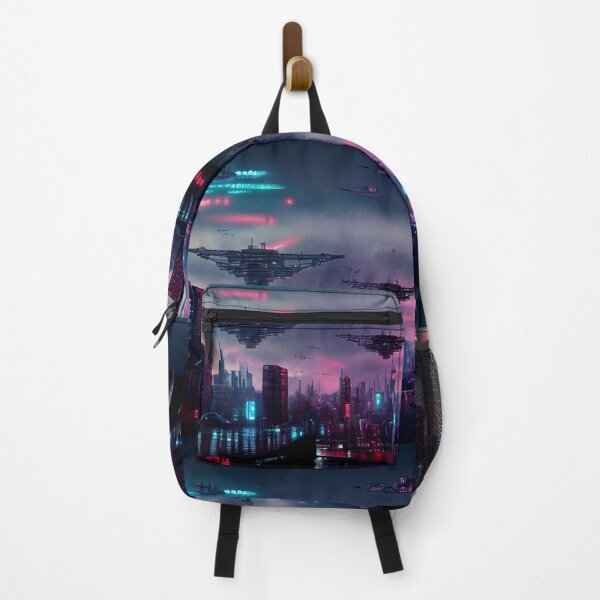 Item preview, Cyberpunk to Space - Cyberpunk Cityscape Skyline designed and sold by ArkMinted.