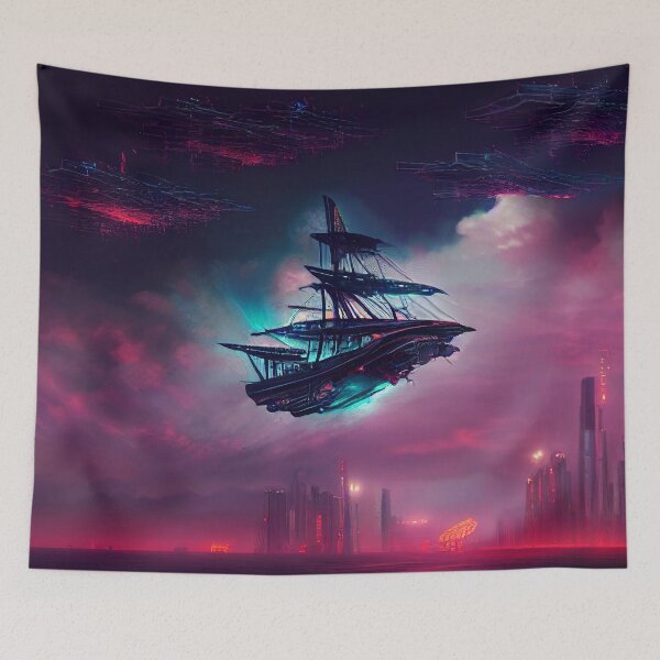Item preview, Accending Beyond - Cyberpunk Ship designed and sold by ArkMinted.
