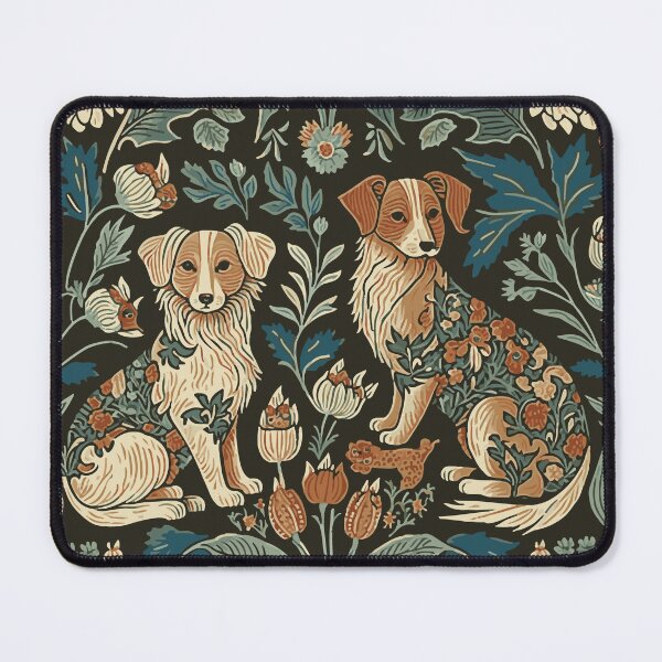 Item preview, William Morris Style Border Collie Sheep Dogs designed and sold by Thread Bubbler.