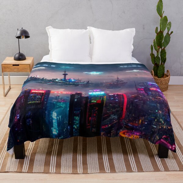 Item preview, Port - Cyberpunk Skyline Cityscape designed and sold by ArkMinted.