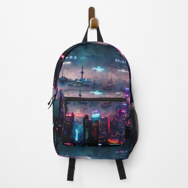 Item preview, Minato - Cyberpunk Skyline Cityscape designed and sold by ArkMinted.