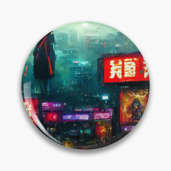 Item preview, Icon - Cyberpunk Skyline Cityscape designed and sold by ArkMinted.