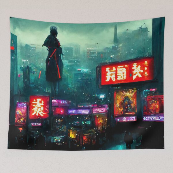 Item preview, Icon - Cyberpunk Skyline Cityscape designed and sold by ArkMinted.