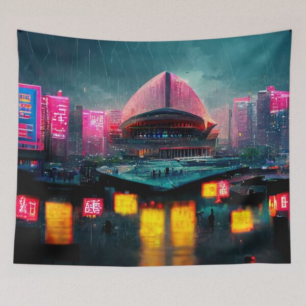 Item preview, Neon District - Cyberpunk Cityscape Operahouse designed and sold by ArkMinted.