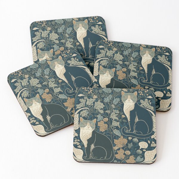 Item preview, Sweet William Morris Style Cats designed and sold by Thread Bubbler.