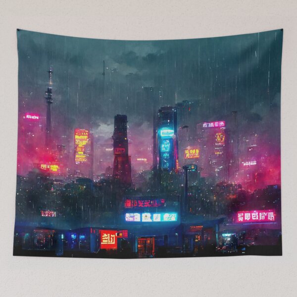 Item preview, Night Life - Cyberpunk Cityscape Skyline designed and sold by ArkMinted.