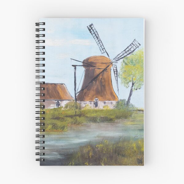 Item preview, Pintura de paisaje del molino de viento de la abuela Nell designed and sold by capturemily.